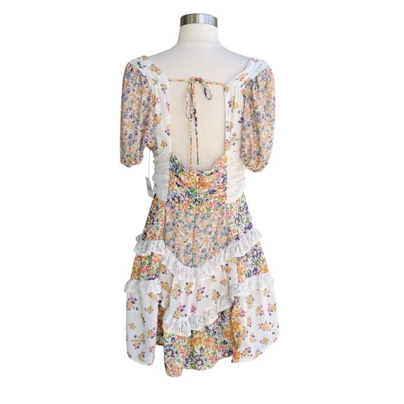 Altar'D State Mini Dress XL Aderny Patchwork Floral Ruffle Short Cottagecore - Picture 6 of 8
